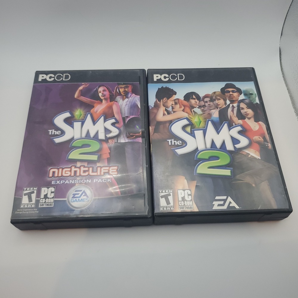 PC The Sims 2 Base Game + Nightlife‎ Expansion Pack Bundle CIB W/ Keys